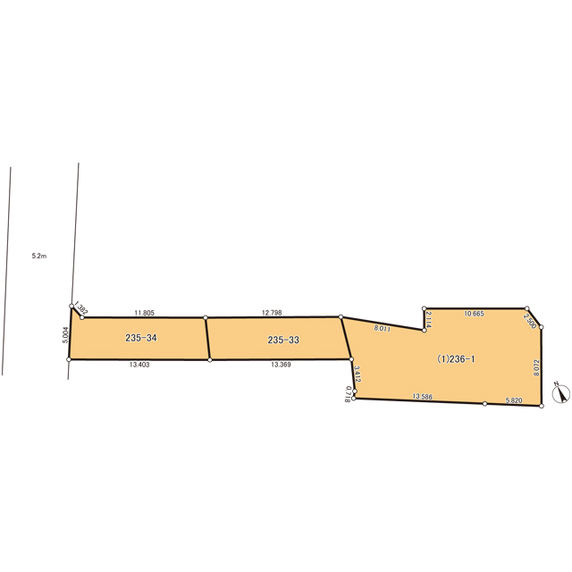 取手市戸頭の売土地｜敷地形状図・区画図（寸法入り）